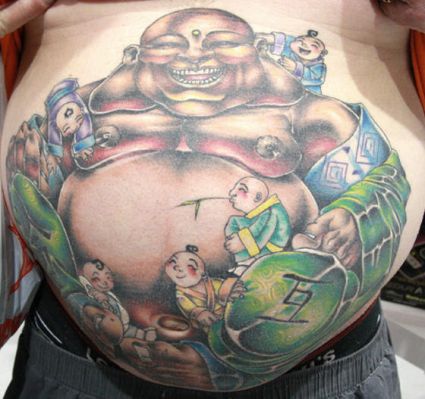 Buddha Tattoo On Stomach